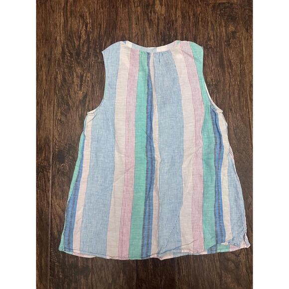 Vineyard Vines Womens M Multicolor Striped V Neck Sleeveless Top Preppy Coastal - Picture 5 of 6